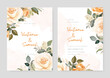 White and peach rose vector elegant watercolor wedding invitation floral design