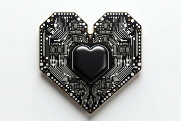 Wall Mural - Computer with heart shaped CPU chip. Light background with selective focus and copy space