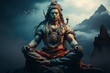 God Shiva. Portrait with selective focus and copy space