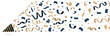 Explosion de confettis pour la fête - Illustration festive pour un événement joyeux - Vecteur éditable présentant des éléments pour les fêtes - Bleu et beige - Rond et rubans qui s'envolent 