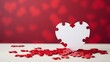 Puzzle Heart on Red Bokeh Background for Valentine's