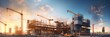 © David - Building under construction, crane and building construction site on sunset daytime, industrial development