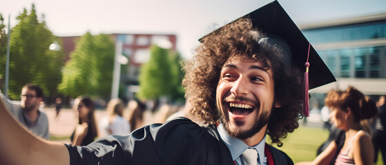 young man very happy to have achieved his goal of graduating
