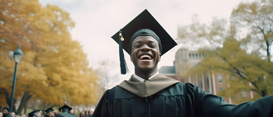 Wall Mural - young african american man very happy to have achieved his goal of graduating