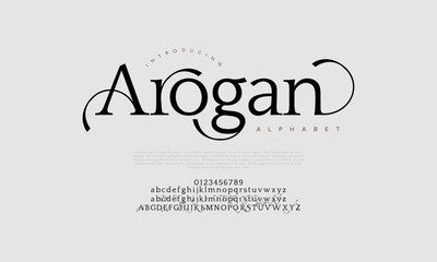 Canvas Print - Arogan premium luxury elegant alphabet letters and numbers. Elegant wedding typography classic serif font decorative vintage retro. Creative vector illustration