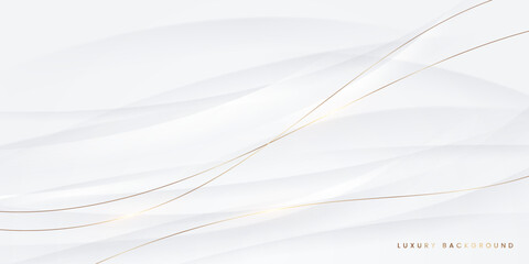 Wall Mural - Elegant White Abstract Background with Luxury Gold Lines.