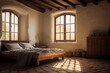 Traditional Catalonian masia elegant bedroom scene