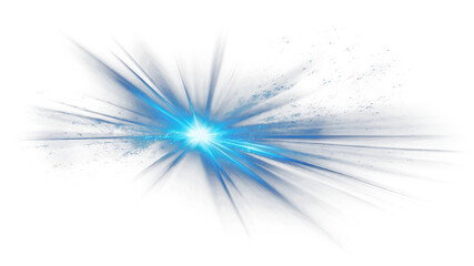 bright blue lens flare, transparent background (png)