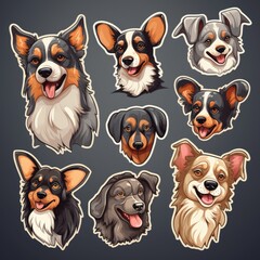 Canvas Print - Collection of dog sticker illustrations, AI generated Image