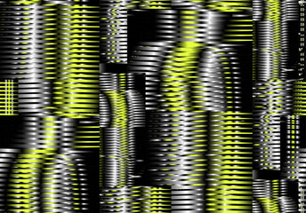 Striped geometric vector seamless pattern with abstract metallic effect shapes. Textured banner background for wall art, wallpaper, textile, poster, web banner, mobile apps, interior decor. 