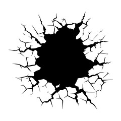 Cracked Wall Bullet Broken Hole, Generative AI.