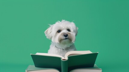 Wall Mural - dog with book