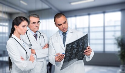 Poster - Group of doctors at work in hospital, medical student