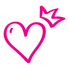 Sticker - scribbled heart and crown