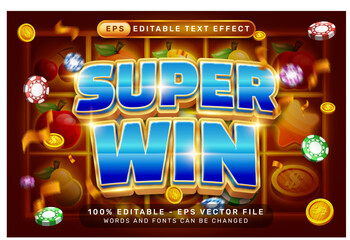 Poster - super win 3d text effect and editable text effect with slot machine illustration