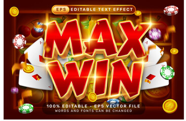 Poster - max win 3d text effect and editable text effect with slot machine illustration