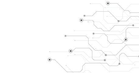 Wall Mural - Technology black circuit diagram concept. High-tech circuit board connection system.Vector abstract technology on a white background.