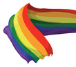 Rainbow flag folded in cartoon style on white background, Vector illustration