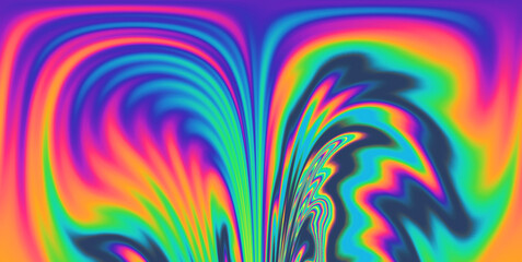 Aufkleber - 
A vivid and mesmerizing scene filled with neon-toned glitched patterns, elevated by an enchanting polarization effect, creating a vibrant and trippy backdrop.