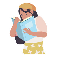 Sticker - girl with book studying