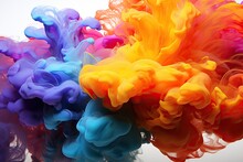 Water Mixing Ink Colorful Bright Clouds Paint Colourful Abstract Background Cloud Colours Red Blue Green Yellow Orange Purple Pink White Isolated Splash Flow Art Motion Liquid Wallpaper
