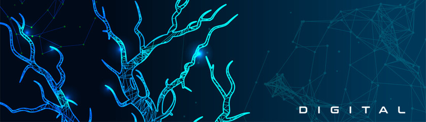 Poster - A background with digital style trees. Modern and futuristic background with trees and branches.