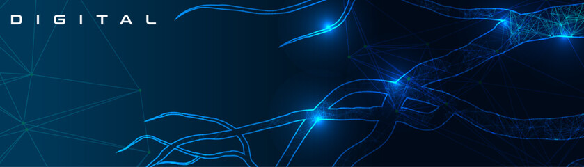 Poster - A background with digital style trees. Modern and futuristic background with trees and branches.