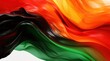 Zambia flag colors Green, Red, Black, Orange, and White flowing fabric liquid haze background