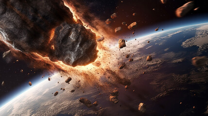 Wall Mural - an asteroid is flying to earth.