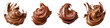 chocolate spread swirl set isolated on transparent background - design element PNG cutout collection