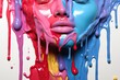 dripping Paint colours colourful drip abstract blue dripped leaking manycoloured pigment rainbow spectrum white ink acrylic art artistic blob bright clean create