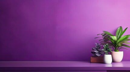 Wall Mural - Copy space for displaying your product on a Purple table