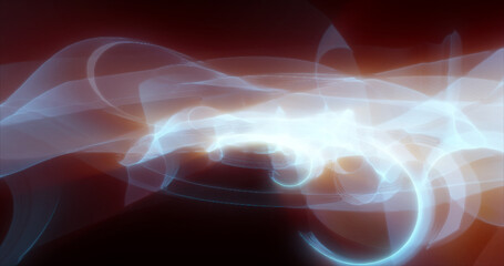 Poster - Abstract waves of blue energy magic smoke and glowing lines on a black background