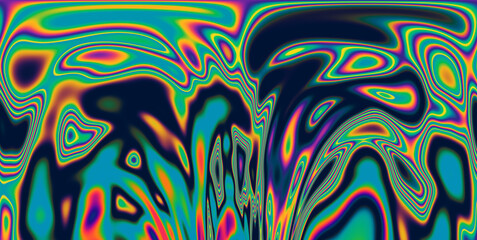 Aufkleber - 
A vivid and mesmerizing scene filled with neon-toned glitched patterns, elevated by an enchanting polarization effect, creating a vibrant and trippy backdrop.
