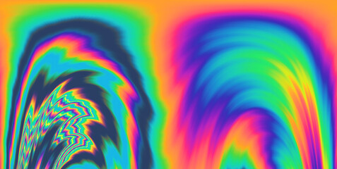 Aufkleber - 
A vivid and mesmerizing scene filled with neon-toned glitched patterns, elevated by an enchanting polarization effect, creating a vibrant and trippy backdrop.