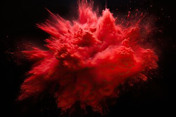 Wall Mural - background black powder red Explosion colours powdered isolated smoke dust gas splash burst closeup explode nobody cutout ink sphere texture design speed