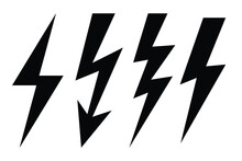 Electricity Symbol, High Voltage Sign, Lightning Icon Set, Transparent Vector