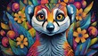 meerkat bright colorful and vibrant poster illustration