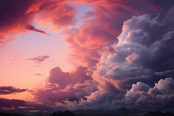 Poster - evening clouds sky beautiful cloud sunset background sunrise nature sun blue landscape colours red summer light beauty dark heaven horizon sundown natural colourful