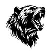 Angry Bear Sports Mascot Logo Monochrome Design Style