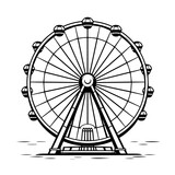 Fototapeta  - Ferris Wheel Logo Monochrome Design Style