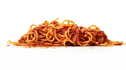 Canvas Print - Spaghetti in left side view on white background