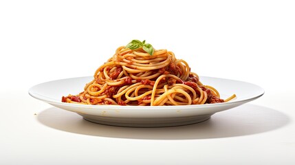 Wall Mural - Spaghetti in left side view on white background