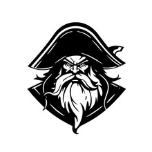 Pirate Mascot Logo Monochrome Design Style