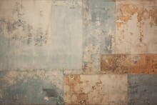 Banner Background Texture Wall Cement Concrete Stone Tiles Motif Patchwork Shabby Worn Vintage Rusty Gray Brown Old Tile Rusteaten Grey Beige