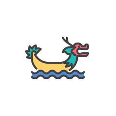 Poster - Chinese dragon boat filled outline icon