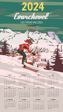 Calendar 2024 Ski Courchevel Resort Vintage Wall Poster