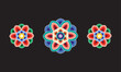 © KKK - Korea Dancheong Traditional Patterns Asian Oriental Multicolor Colorful Radial Shapes Oriental Geometric Patterns 단청 무늬