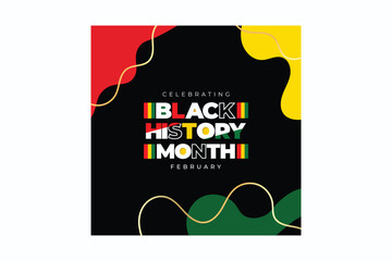 Black history month tricolor flag and black abstract background social media banner Vector design