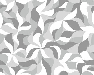 Wall Mural - Curly waves tracery, white curved lines, stylized abstract petals pattern. Vector seamless background. Leaflets texture wallpapers for printing on paper or fabric 